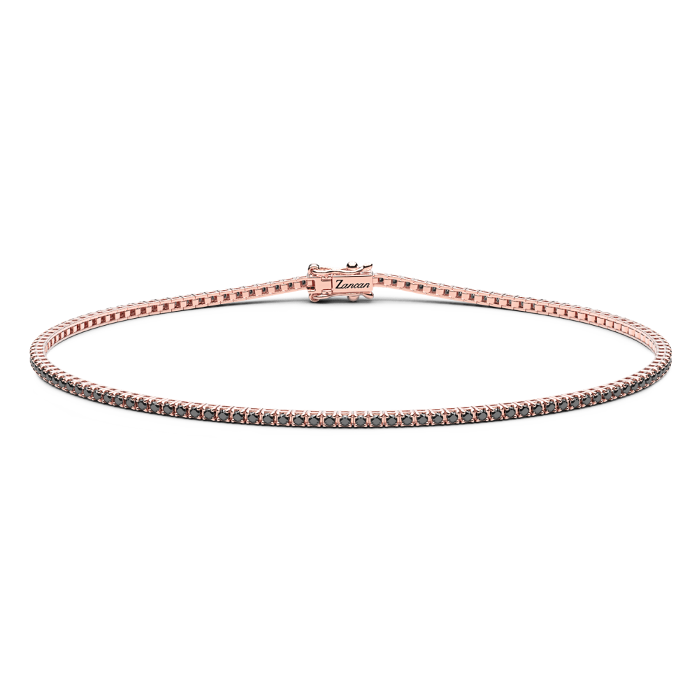 Zancan Tennis Bracelet In 18Kt Rose Gold With Black Diamonds