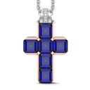 Zancan 18K Gold Cross Pendant Necklace With Blue Sapphires