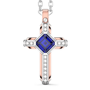 Zancan 18K Gold Necklace With Blue Sapphire And Diamond Cross Pendant