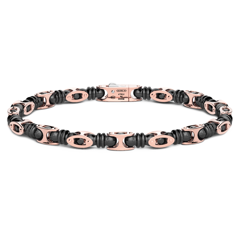 Zancan Bracelet In 18Kt Ceramic Gold And Black Diamonds