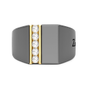 Zancan Ring In Titanium, 18Kt Gold, And Natural Diamonds