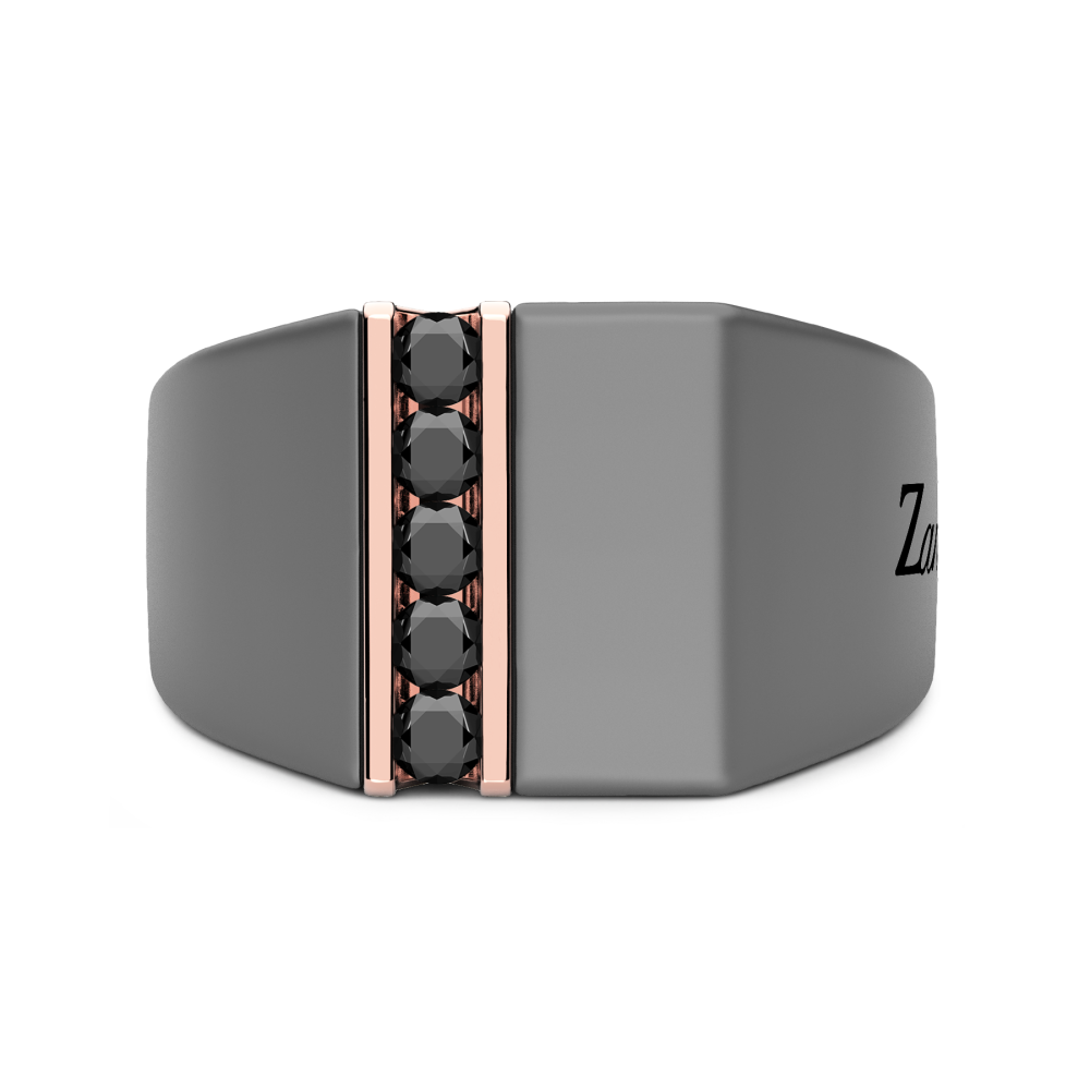 Zancan Ring In Titanium, 18Kt Gold, And Natural Diamonds