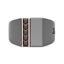 Zancan Ring In Titanium, 18Kt Gold, And Natural Diamonds