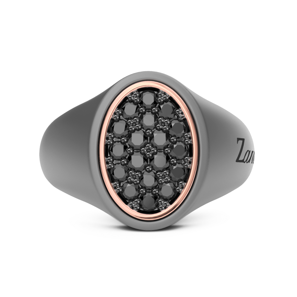 Zancan Ring In Titanium, 18Kt Gold, And Natural Diamonds
