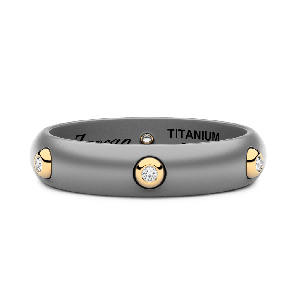 Zancan ring in titanium, 18kt gold and diamonds