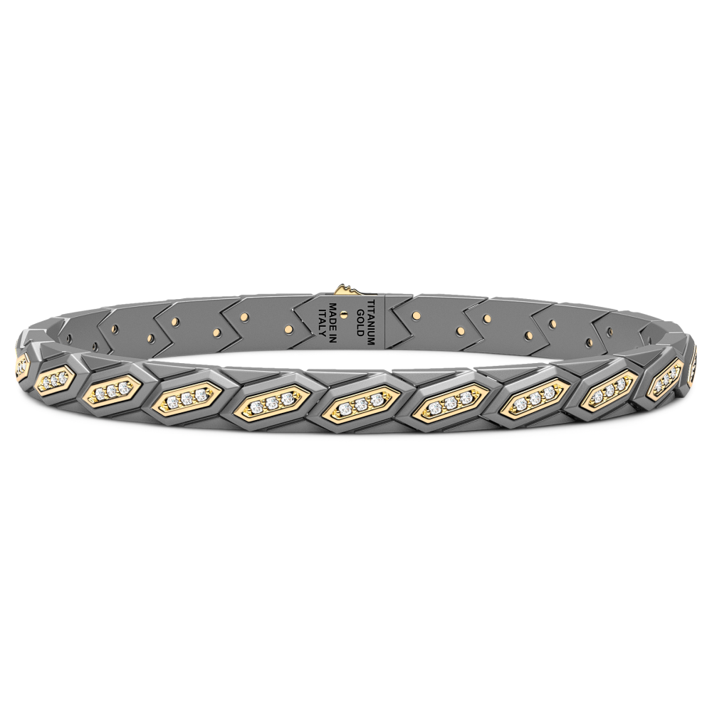 Zancan Titanium, 18Kt Gold & Natural Diamond Bracelet