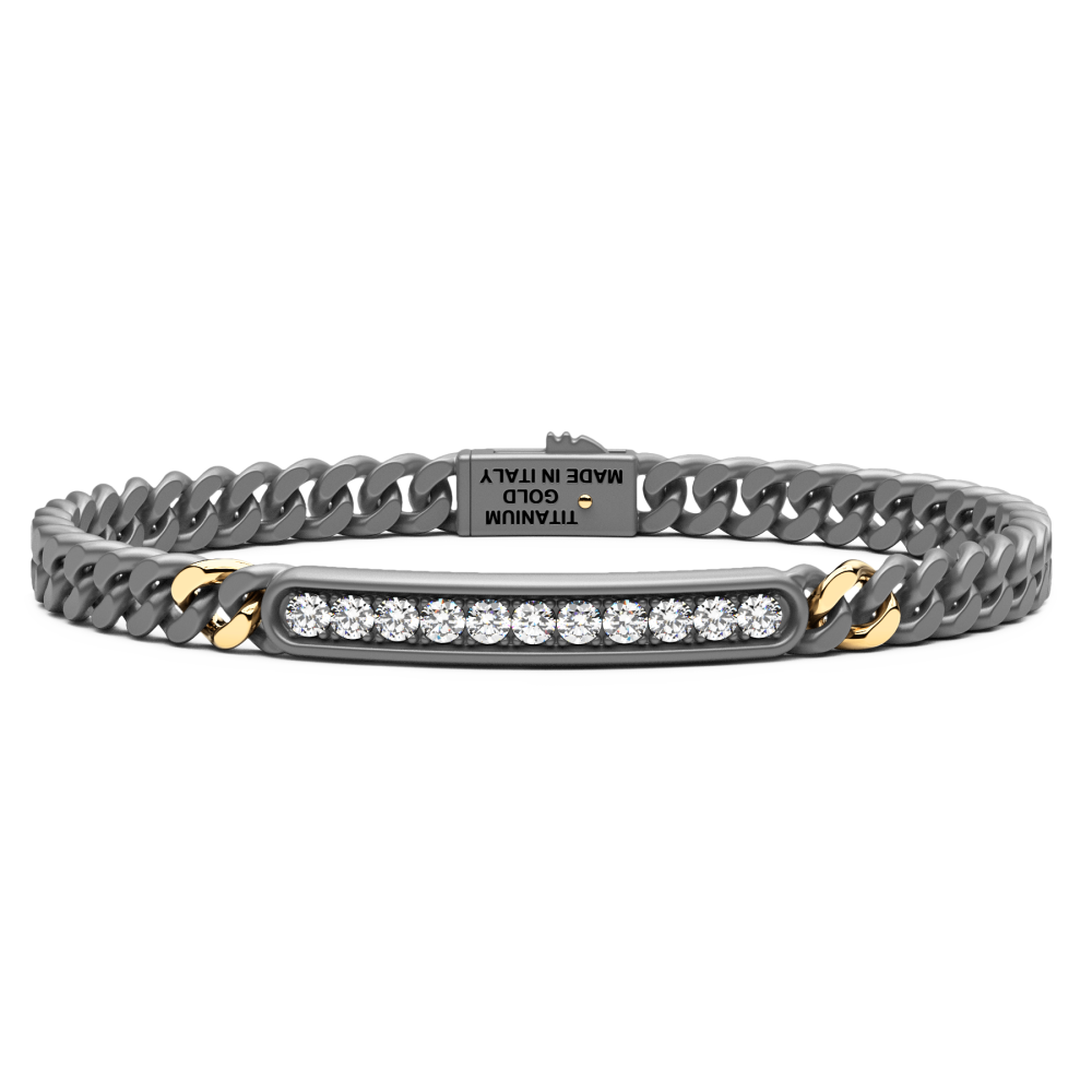 Zancan Titanium, 18Kt Gold & Natural Diamond Bracelet
