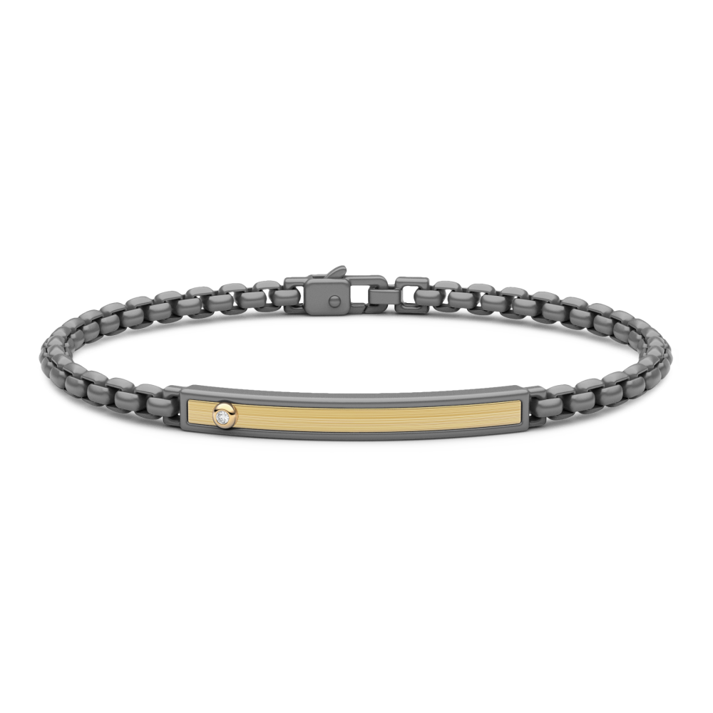 Zancan Bracelet In Titanium And 18Kt Gold With Diamond