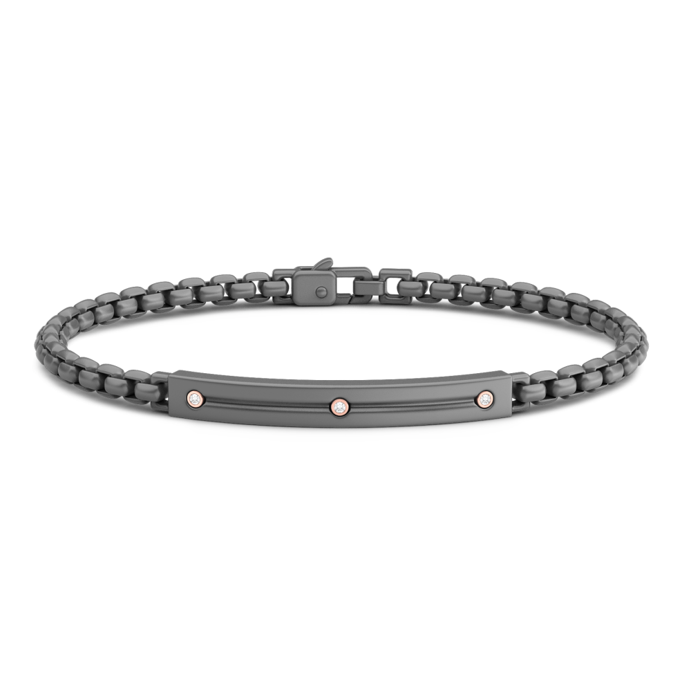 Zancan Bracelet In Titanium And 18Kt Gold With Diamonds