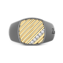 Zancan Ring In Titanium, 18Kt Gold, And Natural Diamonds