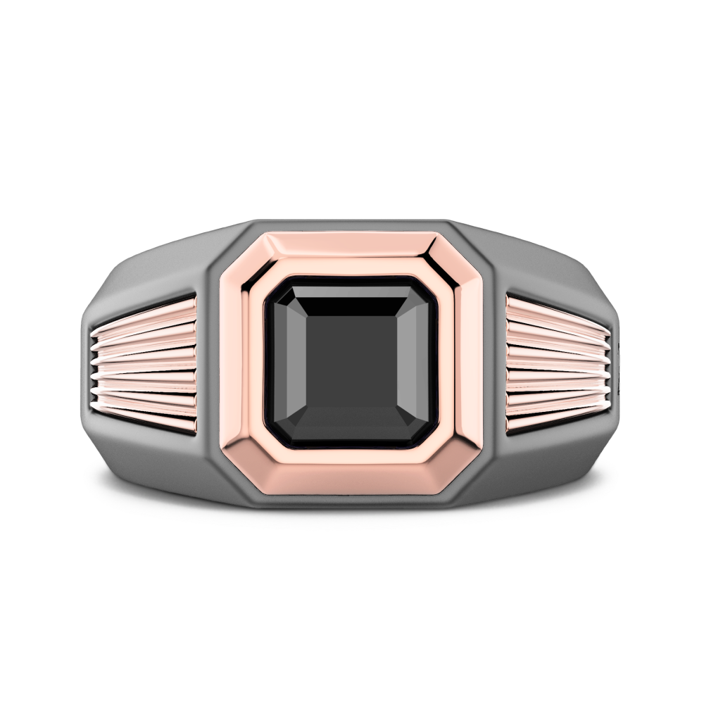 Zancan titanium, 18kt Rose Gold, and Black Diamond Ring