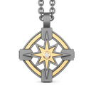 Zancan Necklace In Titanium And 18Kt Gold With Wind Rose And Diamond