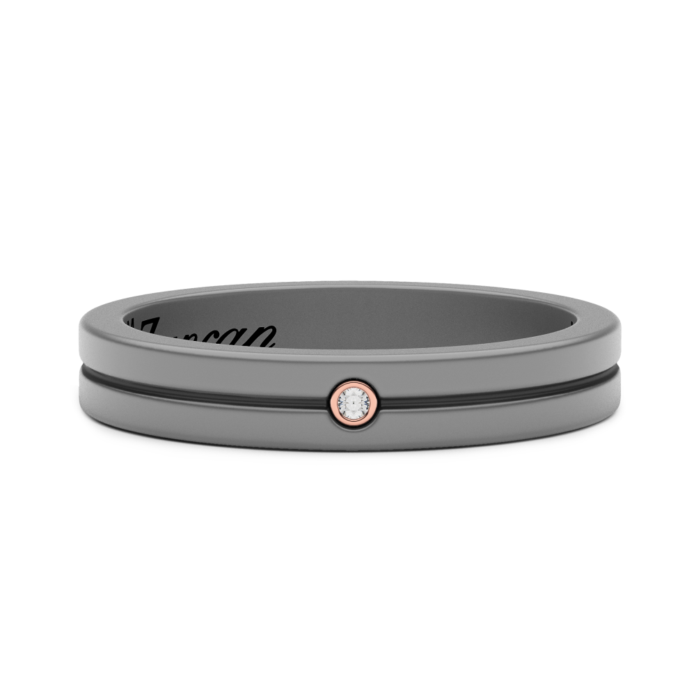 Zancan Ring In Titanium, 18Kt Gold And Diamonds