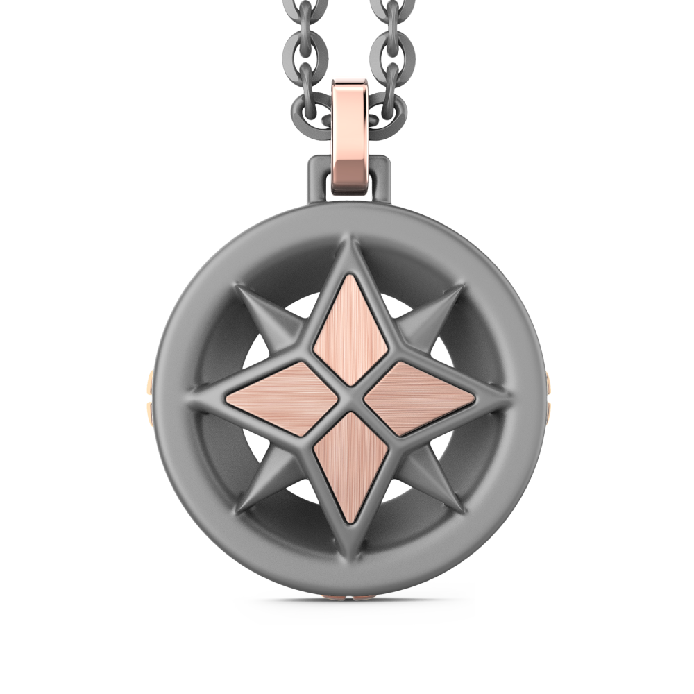 Zancan Necklace In Titanium And 18Kt Gold With Wind Rose