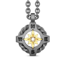 Zancan Necklace In Titanium And 18K Gold With Wind Rose And Diamond