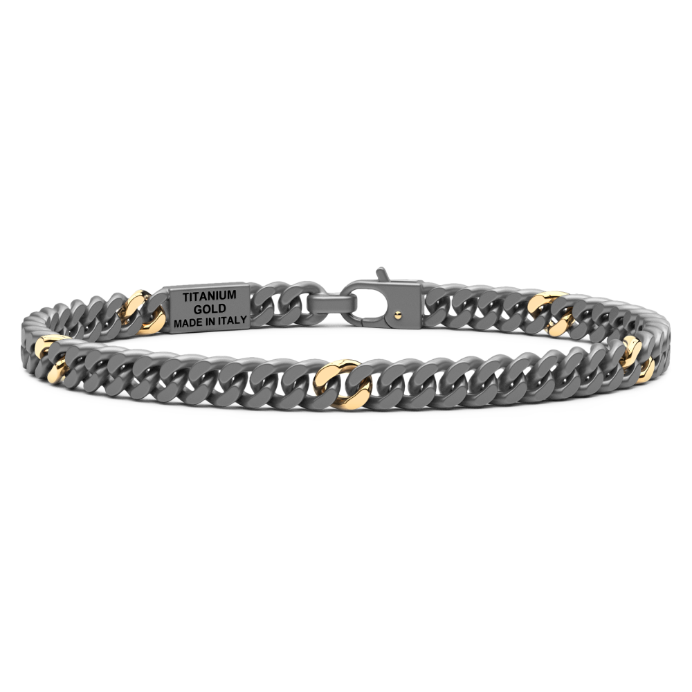 Zancan Titanium & 18Kt Gold Bracelet