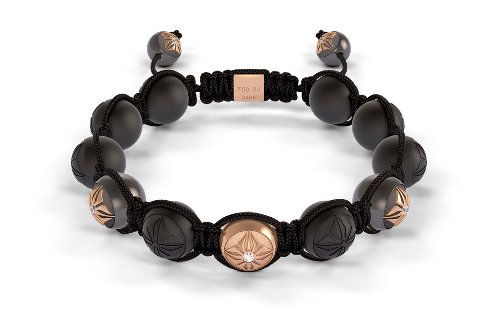 Shamballa Jewels Rose & Black Gold Diamond 10mm Braided Bead Bracelet