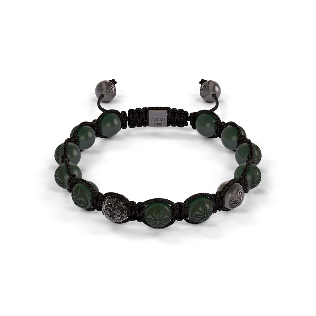 Shamballa Jewels Black Gold Diamond & Ceramic 8mm Braided Bead Bracelet
