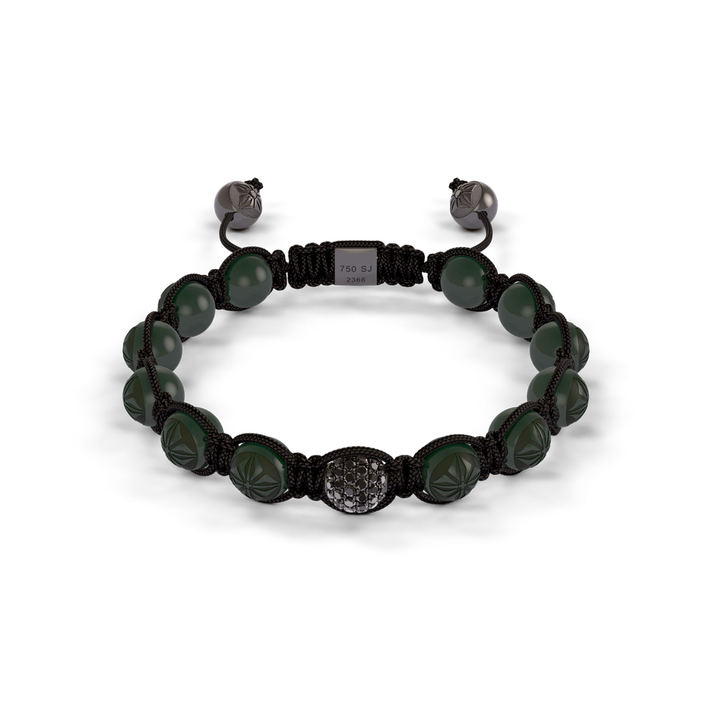 Shamballa Jewels Black Gold Ceramic 8mm Braided Bead Bracelet