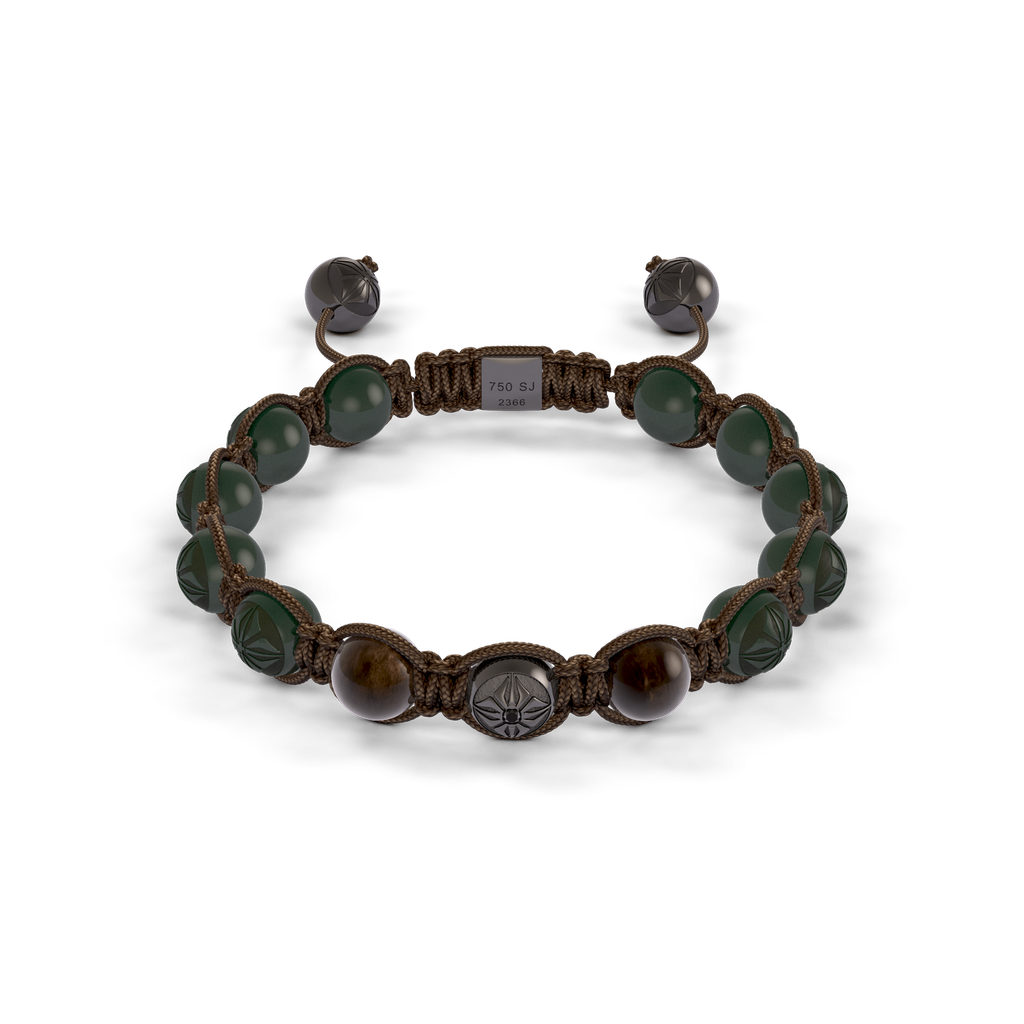 Shamballa Jewels Black Gold Sapphire & Ceramic 8mm Braided Bead Bracelet
