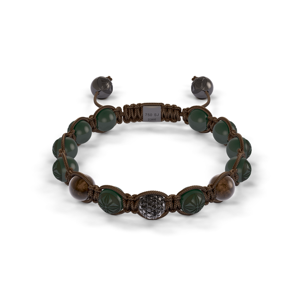 Shamballa Jewels Black Gold Diamond Sapphire & Ceramic 8mm Braided Bead Bracelet