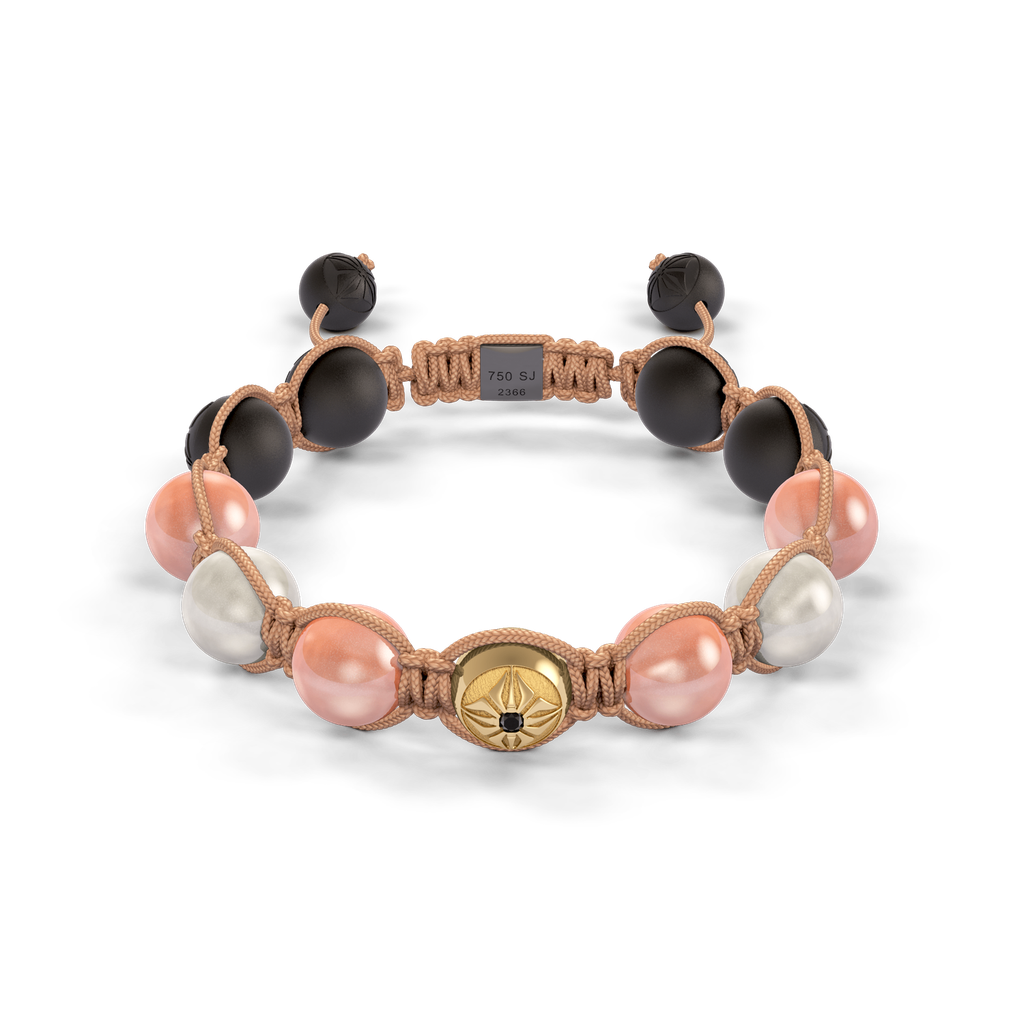 Shamballa Jewels Yellow Gold Diamond & Moonstone 10mm Braided Bead Bracelet