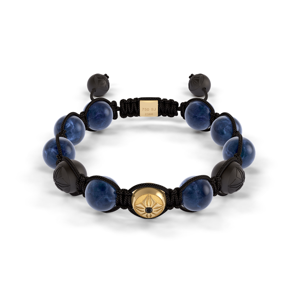 Shamballa Jewels Yellow Gold Diamond & Sapphire 10mm Braided Bead Bracelet