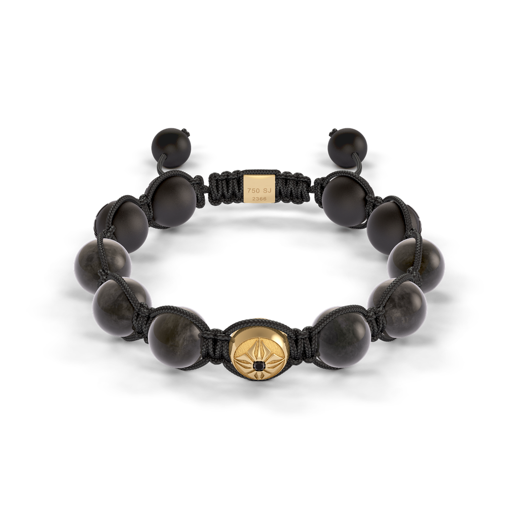 Shamballa Jewels Yellow Gold Diamond & Sapphire 10mm Braided Bead Bracelet