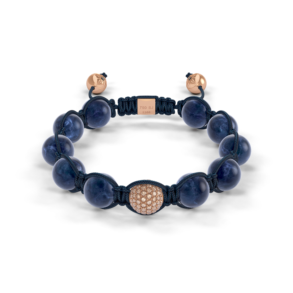 Shamballa Jewels Rose Gold Diamond & Sapphire 10mm Braided Bead Bracelet