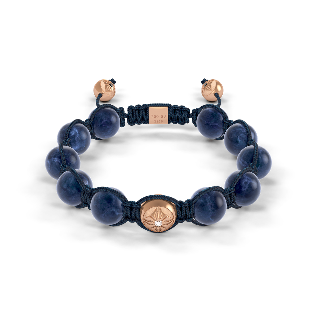Shamballa Jewels Rose Gold Diamond & Sapphire 10mm Braided Bead Bracelet