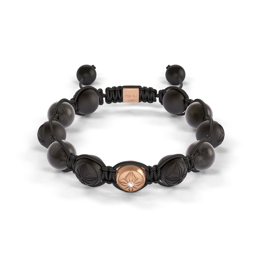 Shamballa Jewels Rose Gold Sapphire & Ceramic 10mm Braided Bead Bracelet