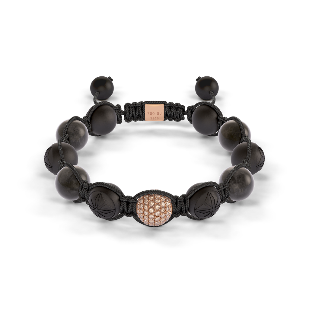 Shamballa Jewels Rose Gold Diamond & Sapphire 10mm Braided Bead Bracelet