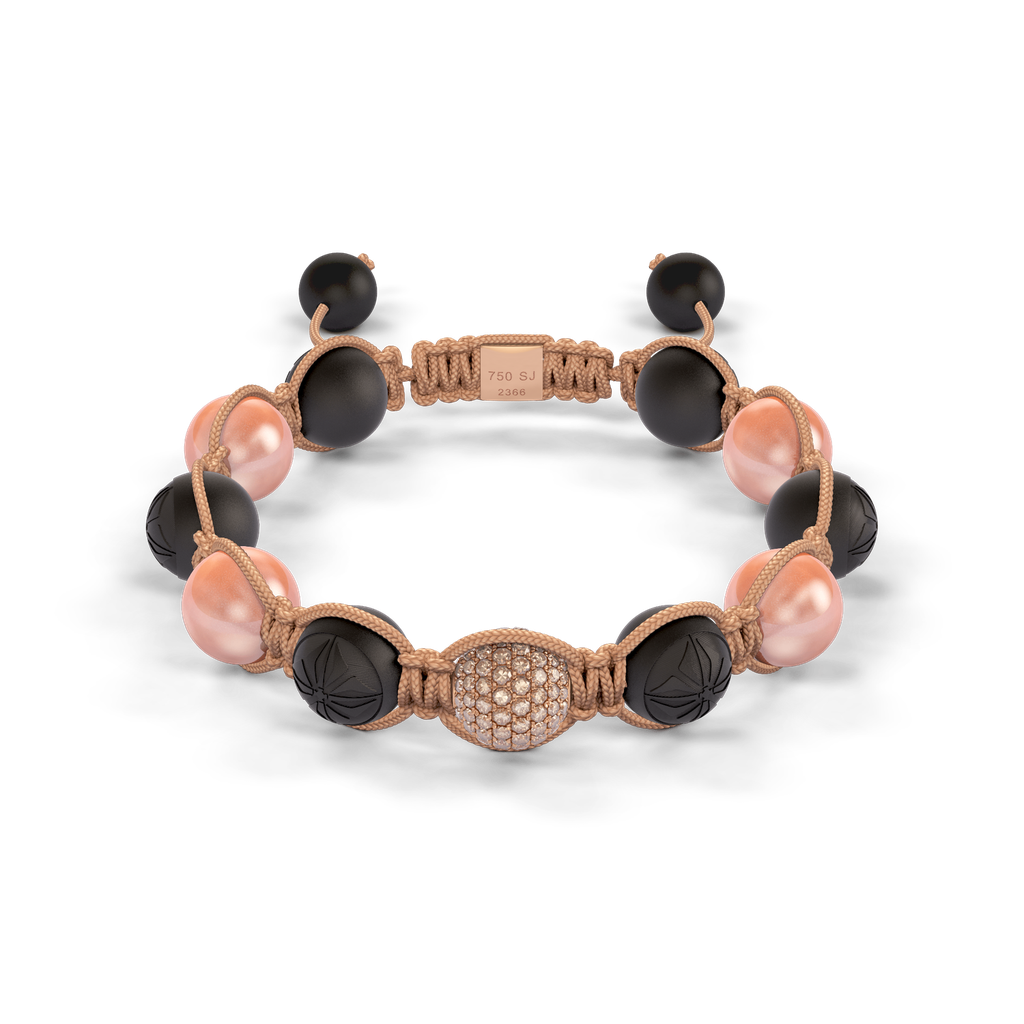 Shamballa Jewels Rose Gold Diamond & Moonstone 10mm Braided Bead Bracelet