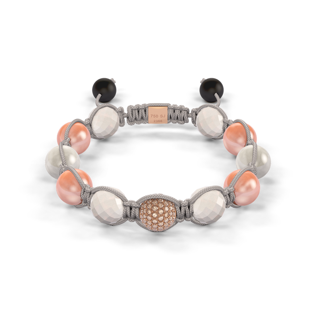 Shamballa Jewels Rose Gold Diamond & Moonstone 10mm Braided Bead Bracelet