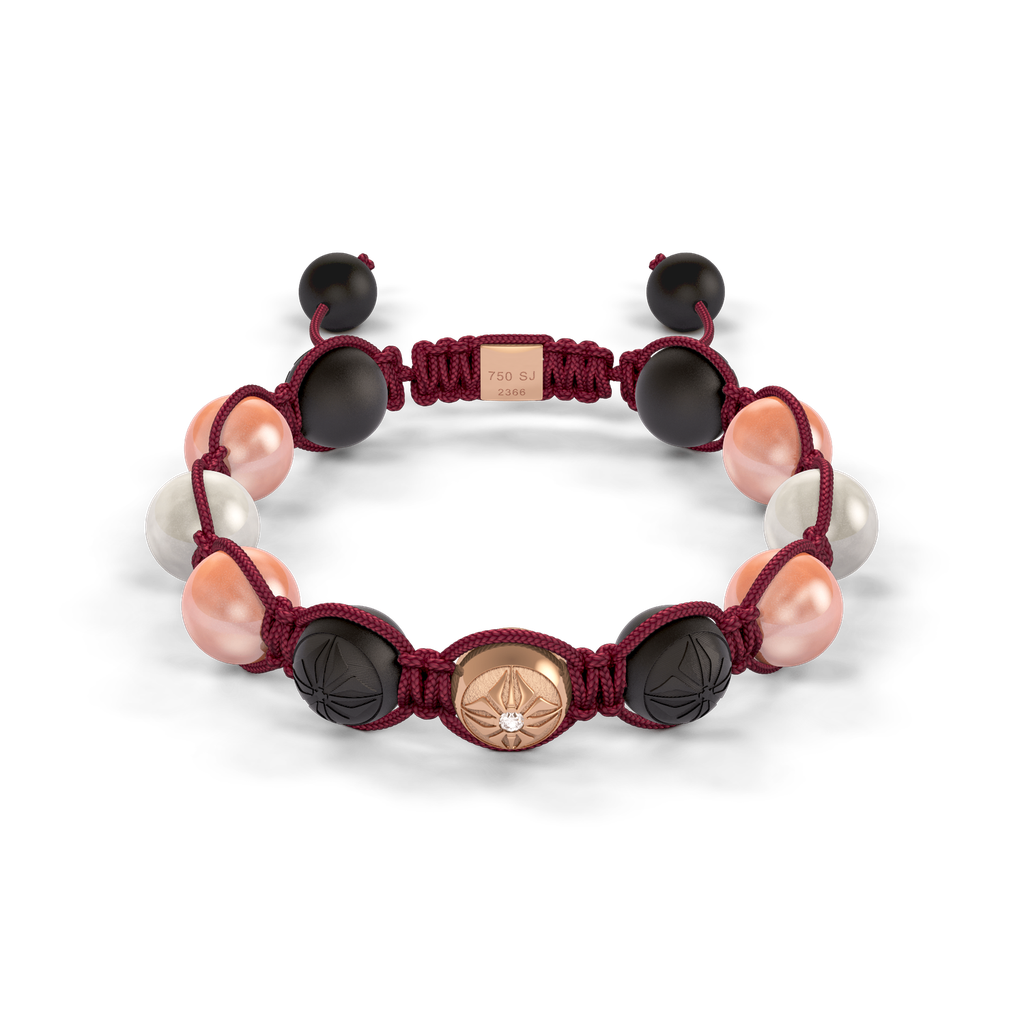 Shamballa Jewels Rose Gold Diamond & Moonstone 10mm Braided Bead Bracelet