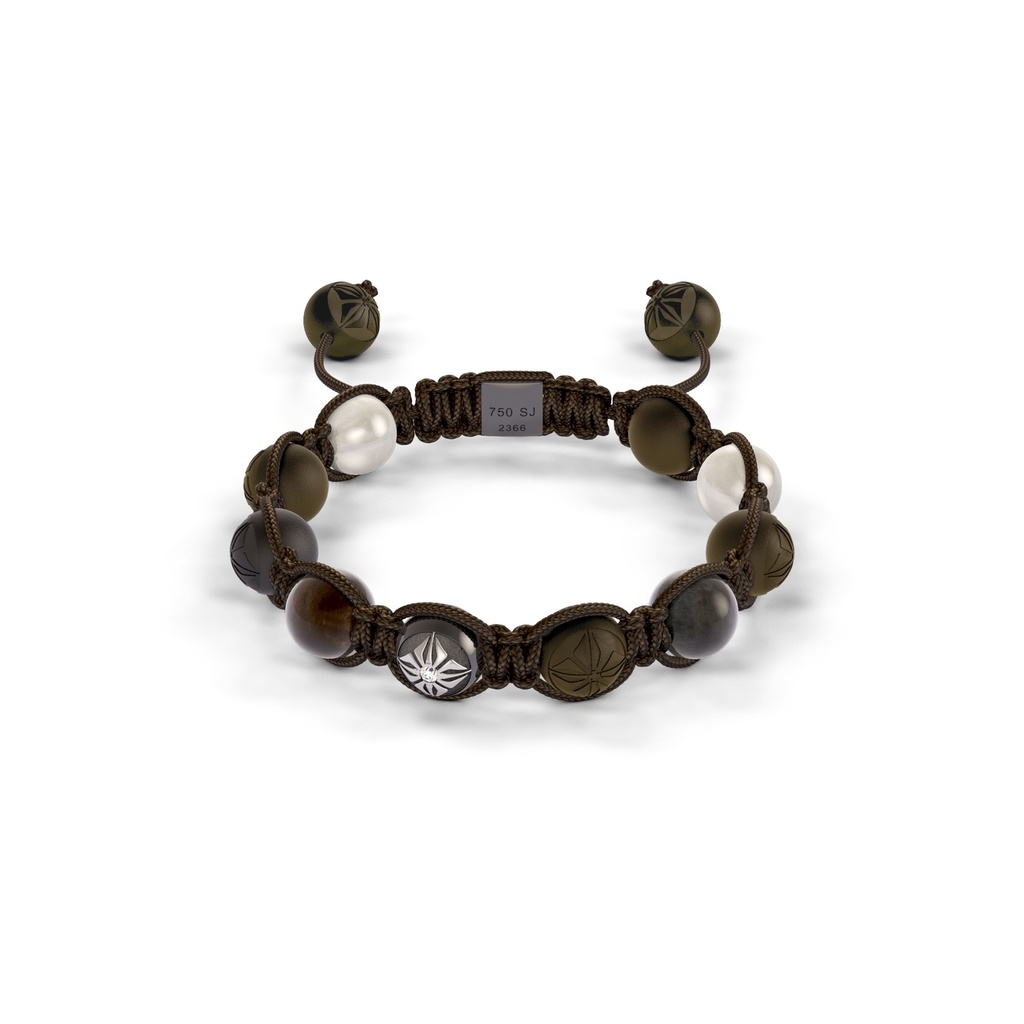 Shamballa Jewels Black Gold Diamond Sapphire Ceramic & Moonstone 8mm Braided Bead Bracelet