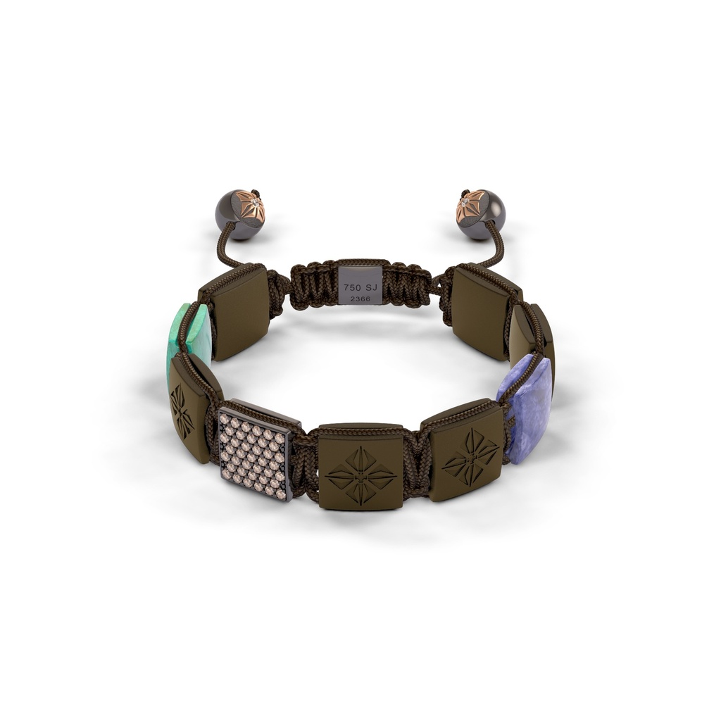 Shamballa Jewels Black Gold Diamond Turquoise & Tanzanite 10mm Lock Bead Bracelet