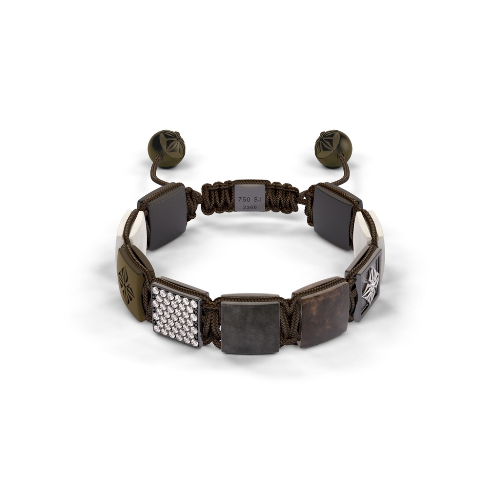 Shamballa Jewels Black Gold Diamond Sapphire Ceramic & Moonstone 10mm Lock Bead Bracelet