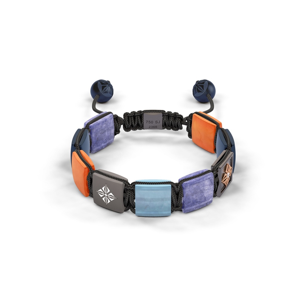 Shamballa Jewels Rose & Black Gold Diamond Tanzanite Carnelian Aquamarine & Ceramic 10mm Lock Bead Bracelet