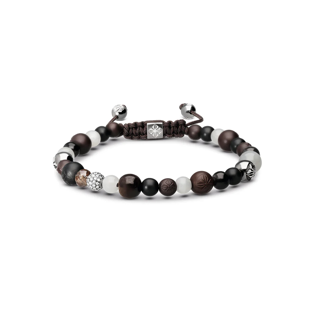 Shamballa Jewels Black Gold Diamond Sapphire Ceramic & Moonstone Multisize Non-Braided Bead Bracelet