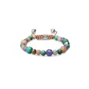 Shamballa Jewels White Gold Diamond Turquoise Tanzanite & Moonstone Multisize Non-Braided Bead Bracelet
