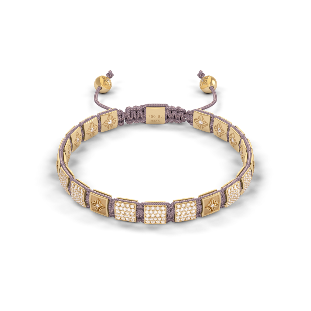 Shamballa Jewels Yellow Gold Diamond 6mm Lock Bead Bracelet