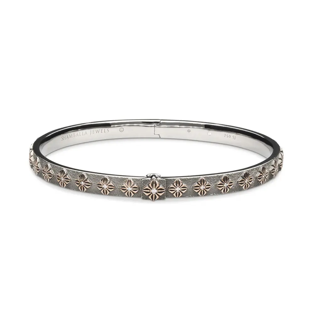 Shamballa Jewels - Black Gold & Rose Gold White Diamond SOS Bracelet