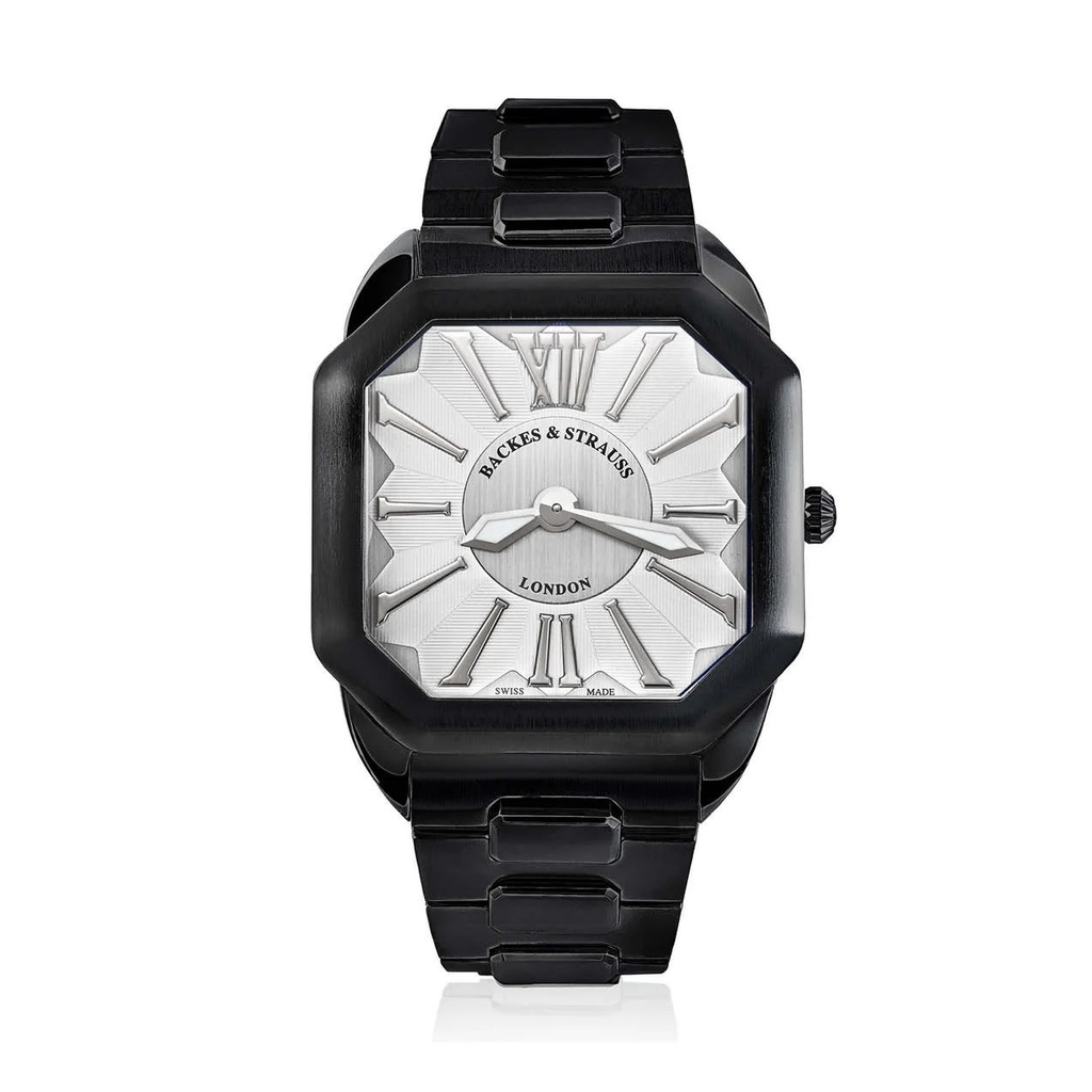 Berkeley W1 Black Steel Watch White Dial With White Roman Numerals