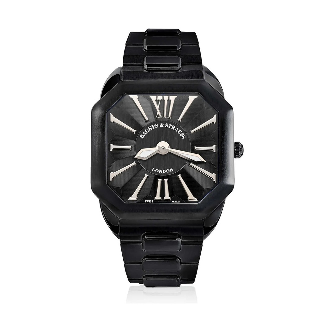 Berkeley W1 Black Steel Watch Black Dial With White Roman Numerals