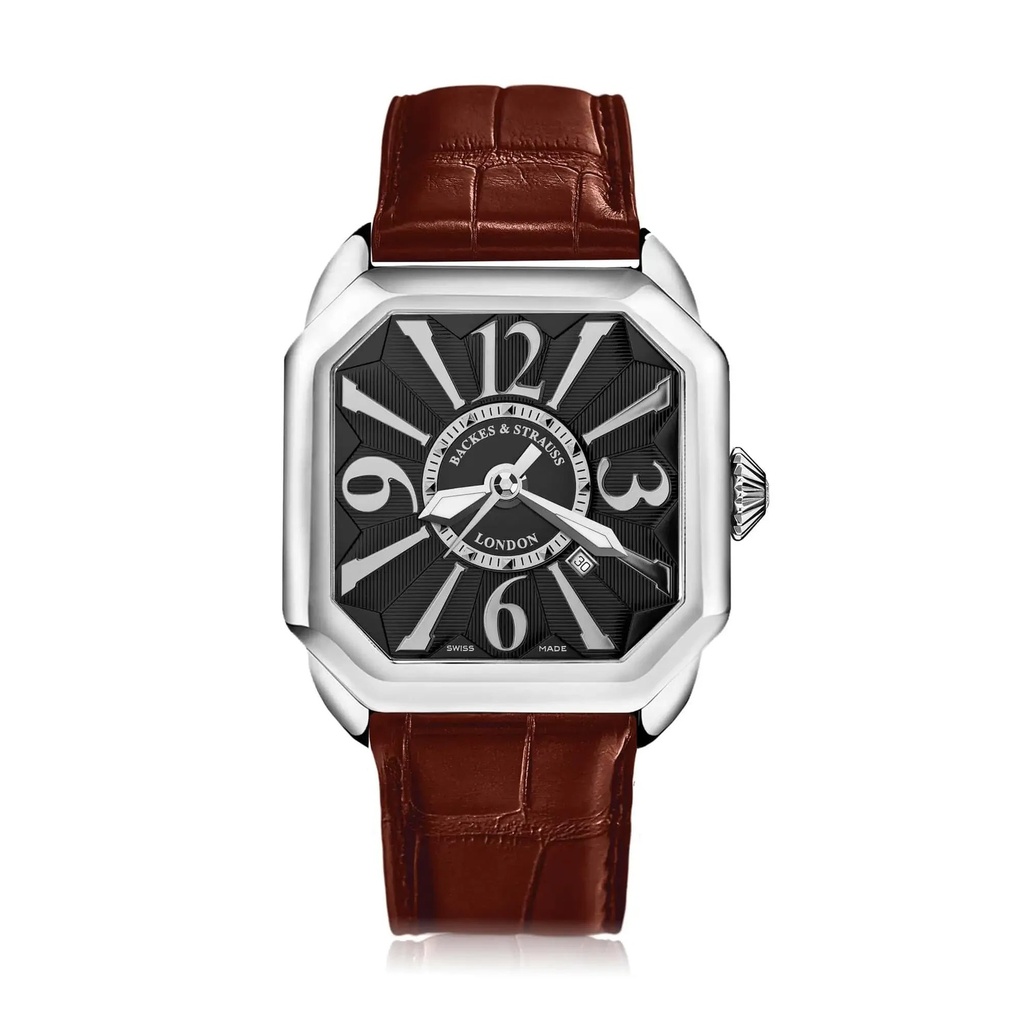 Berkeley Stainless Steel Watch Black Dial With White Arabic Markers