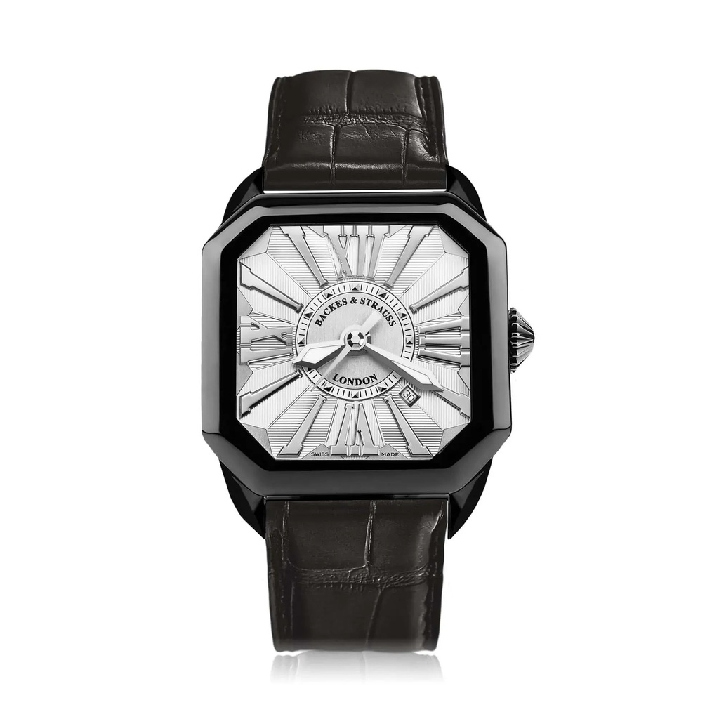Berkeley Black Steel Watch White Dial With White Roman Markers