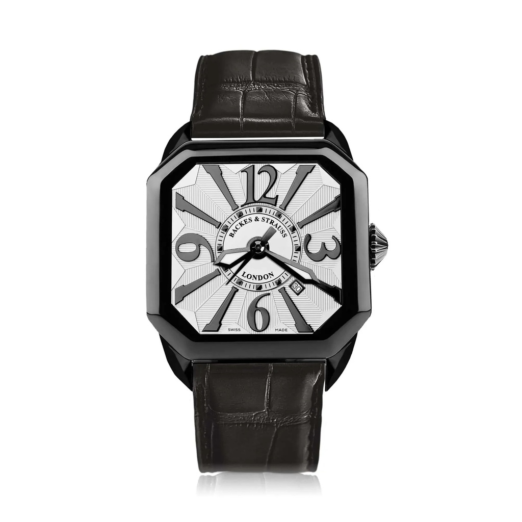 Berkeley Black Steel Watch White Dial With Black Arabic Markers