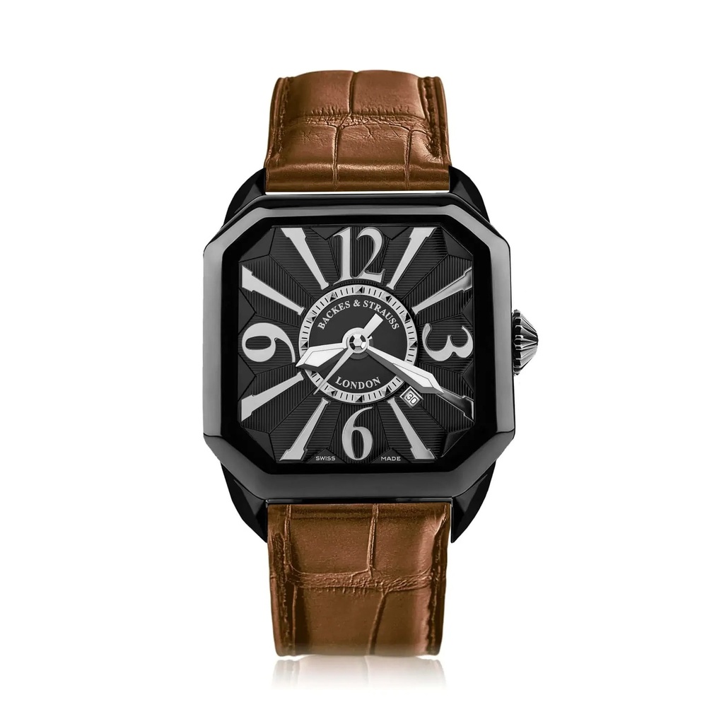 Berkeley Black Steel Watch Black Dial With White Arabic Markers