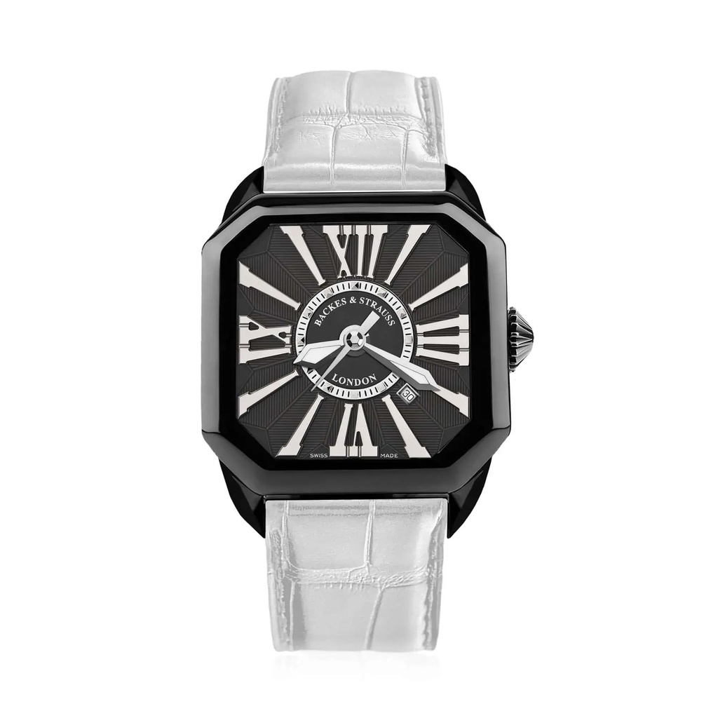 Berkeley Black Steel Watch Black Dial With White Roman Markers